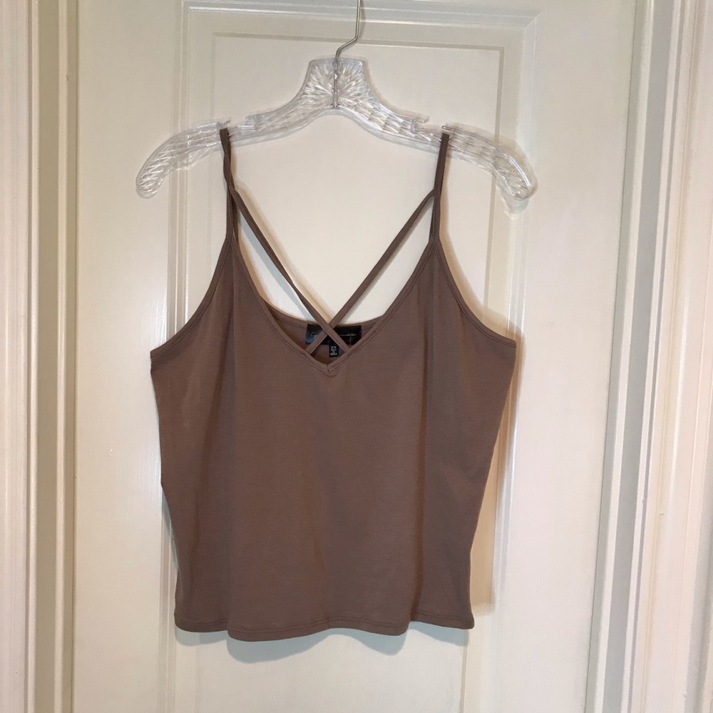 NWT Charlotte Russe Tan Crisscross Tank Crop Top